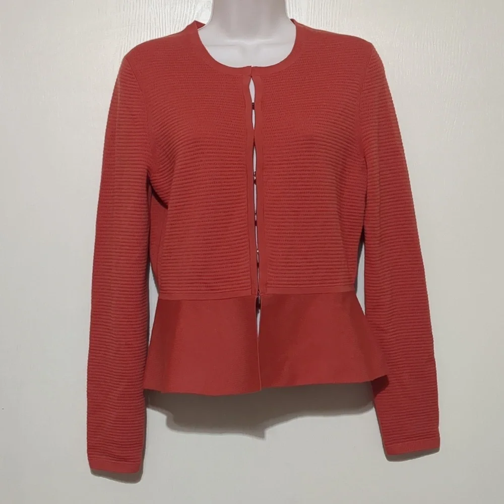 Hugo Boss Merino Super Fine Cardigan Sweater Orange Size Medium - Picture 2 of 8